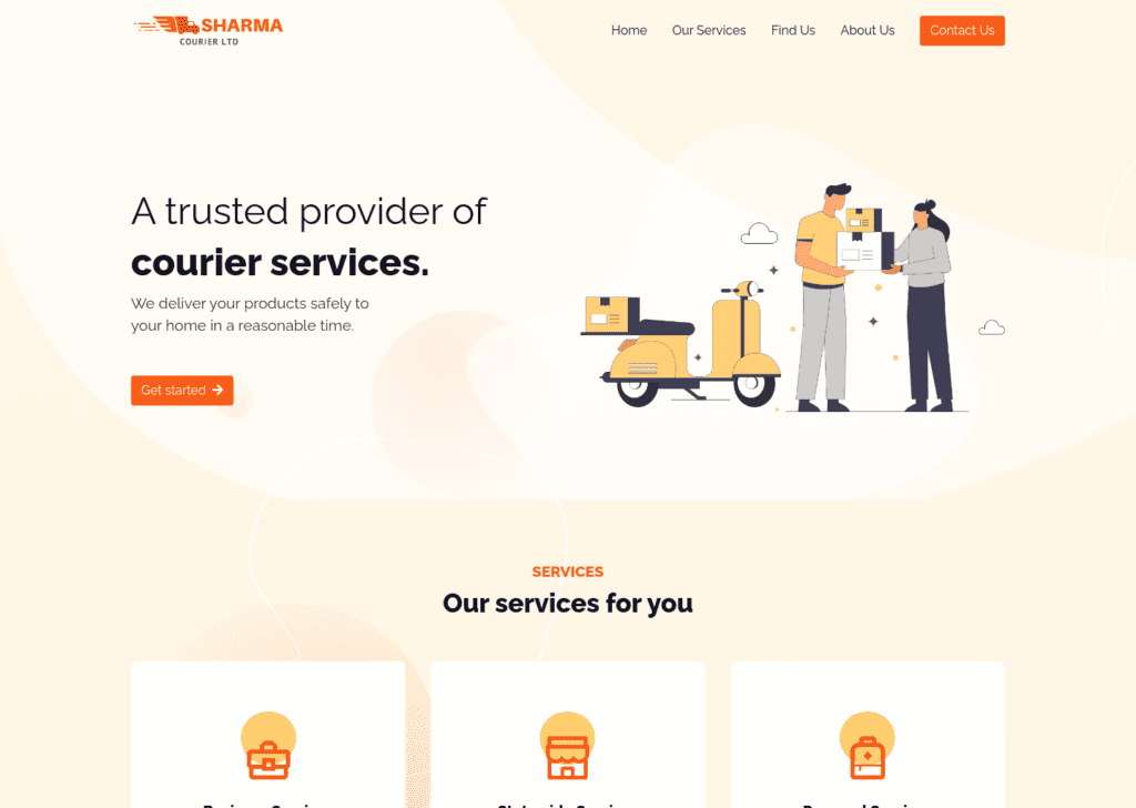 Sharma Courier custom website built by Lynkup Digital