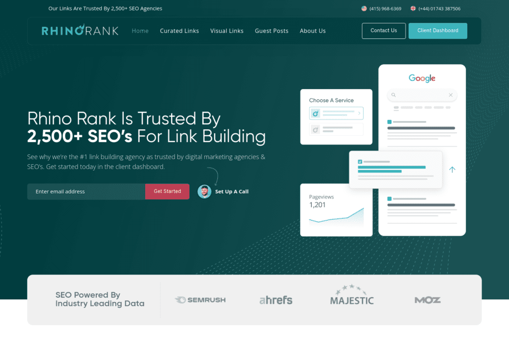 RhinoRank SEO tool website designed by Lynkup Digital
